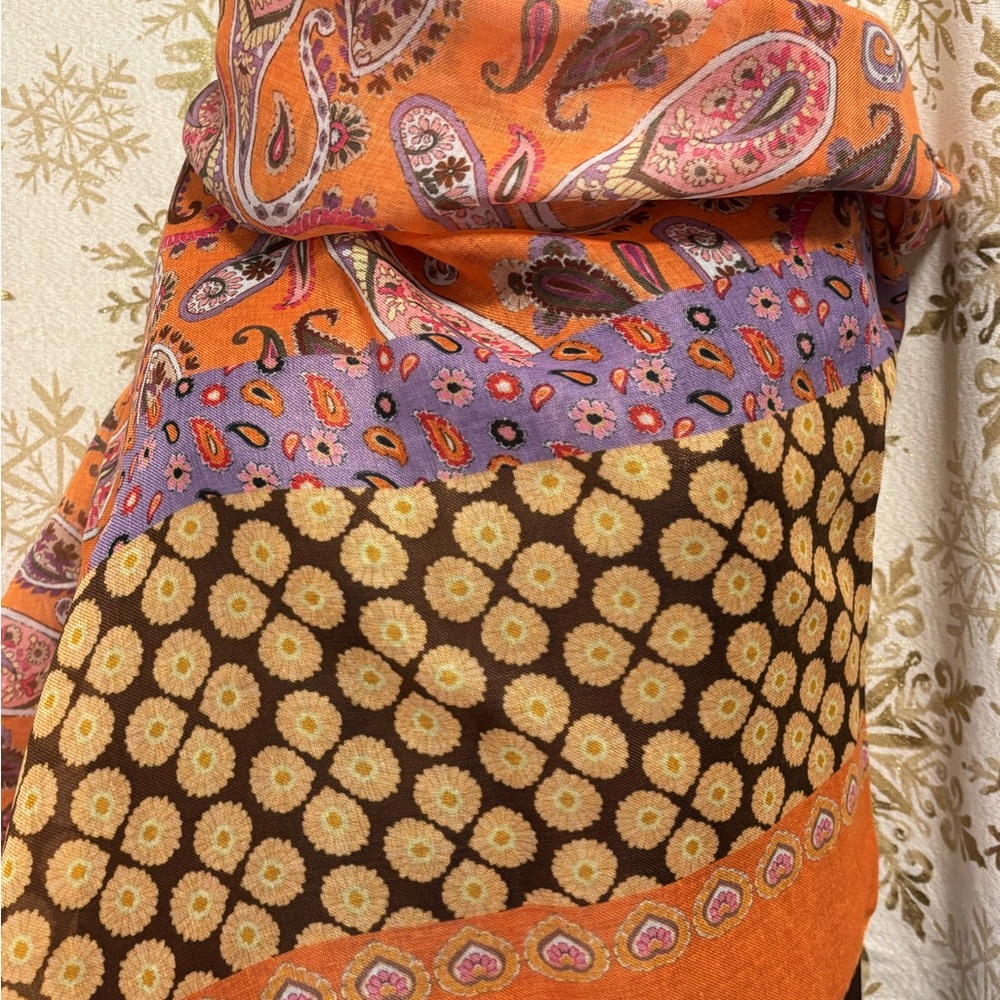 Colorful Paisley and Floral Scarf